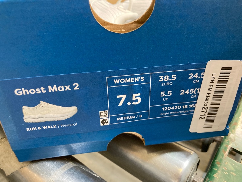Photo 1 of Brooks Women’s Ghost Max 2 Neutral Running & Walking Shoe - Bright White/Bright White - 7.5 Medium