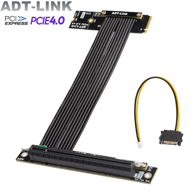 Photo 1 of PCI-E 4.0 16x PCIe x16 Flexible Extender to M2 M.2 NVMe M Key SSD Riser Video Cards Extension Gen4 64Gbps Jumper Adapter for GPU