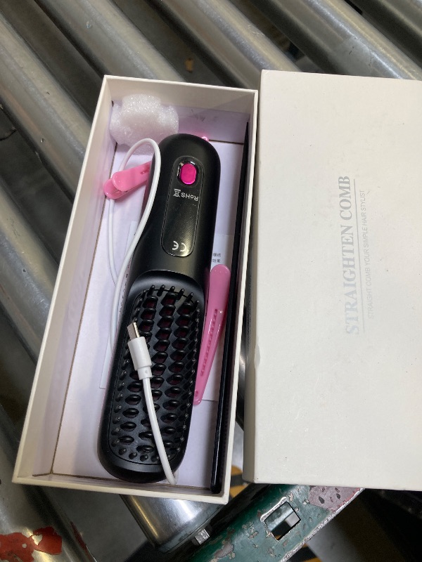 Photo 1 of Go Brush Pro 2025 New Hair Straightener Brush - Cordless Hair Straightening,Compact & Travel-Friendly with LED Display Anti-Scald Mini Hot Straightening Comb for Women(Black)