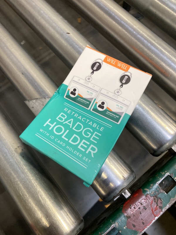 Photo 1 of Will Well ID Badge Holders with Clip and Keyring - Horizontal Clear Plastic 2.52" x 3.58" Sleeves Fit Up to 3 Cards - Retractable 24" UHMWPE Fiber Pull Cords for Easy Access - 2-Pack, Black Reels