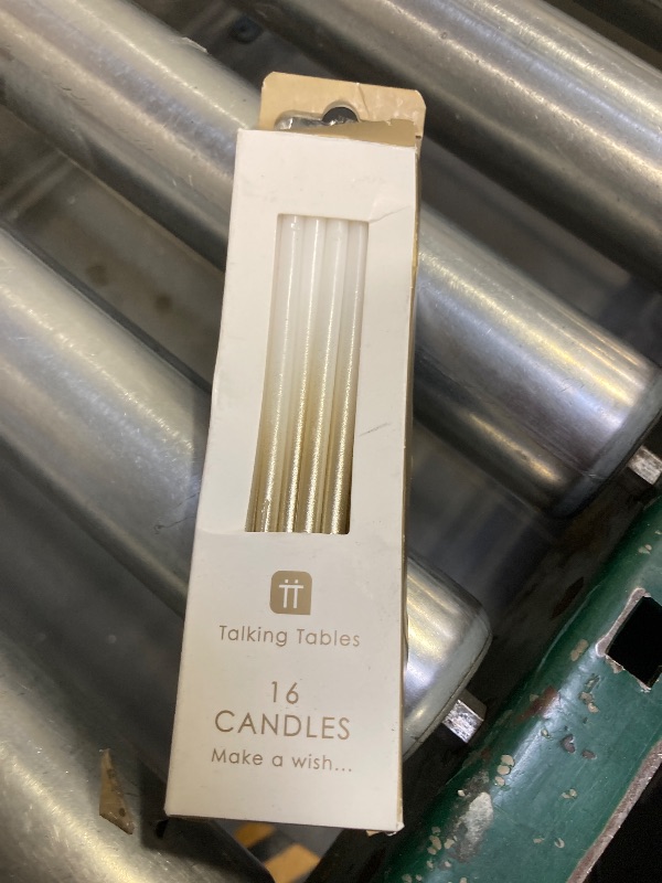 Photo 1 of Talking Tables 16 x White and Gold Birthday Candles with Holders | Long & Tall 4" | Cake Decorations for Birthday, Wedding, Anniversary