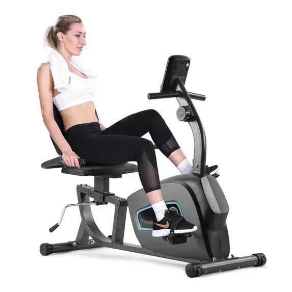 Photo 1 of Maxkare Exercise Bike Indoor Recumbent Exercise Bike Stationary with Adjustable Seat and 8 Resistance Level Seat Height Adjustment