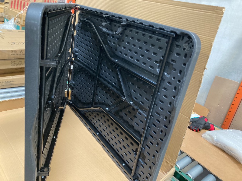 Photo 1 of 6 Ft Plastic Folding Table -Black 