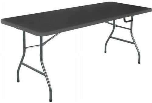 Photo 1 of 6 Ft Plastic Folding Table -Black 