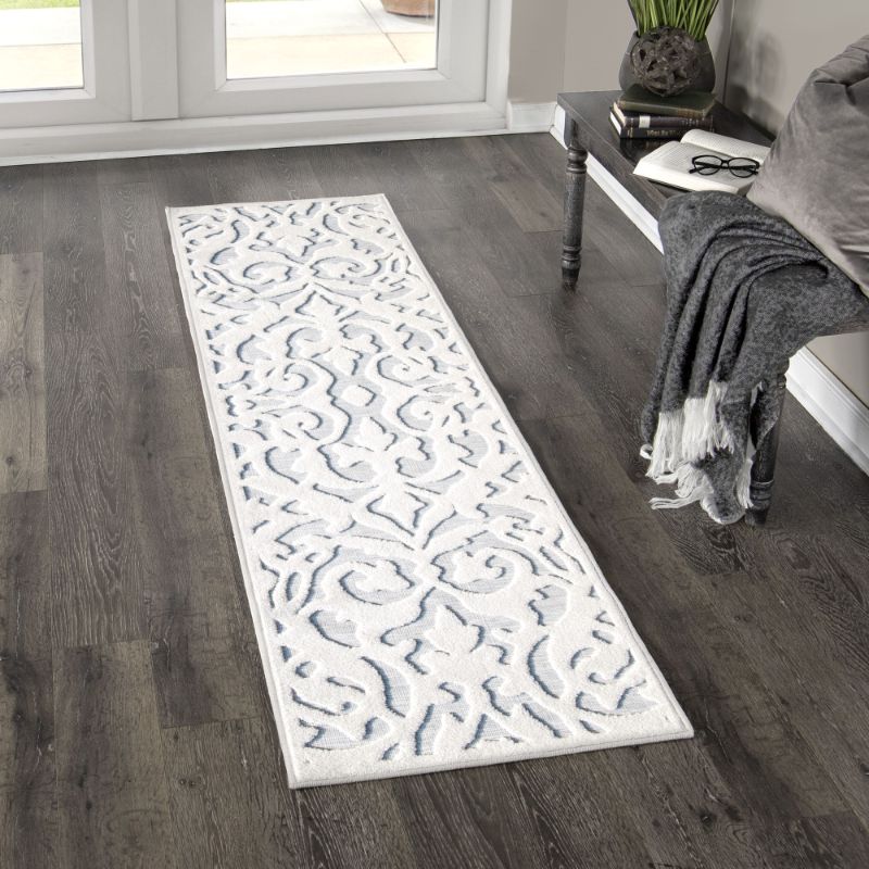 Photo 1 of Blur Damask Natural Blue 23X90 - Orian Rugs BCL/BLDA/42NL/061X230 