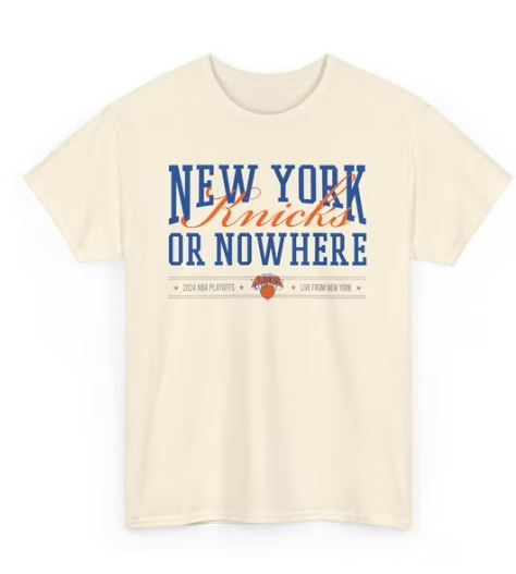 Photo 1 of Size 5xl--2024 Playoffs New York or Nowhere for Basketball fan Unisex Cotton Tee