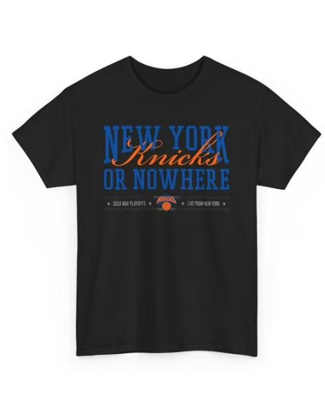 Photo 1 of Size 5XL--2024 Playoffs New York or Nowhere for Basketball fan Unisex Cotton Tee Black