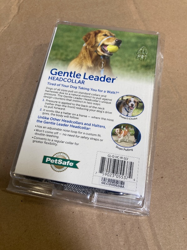 Photo 1 of PetSafe Gentle Leader No-Pull Dog Headcollar - The Ultimate Solution to Pulling - Redirects Your Dog's Pulling for Easier Walks - Helps You Regain Control - Medium, Silver
