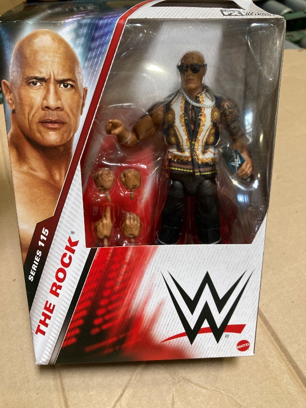 Photo 1 of Mattel WWE Elite Action Figure & Accessories, Series #115 6-inch Collectible The Rock with 25 Articulation Points & Swappable Hands