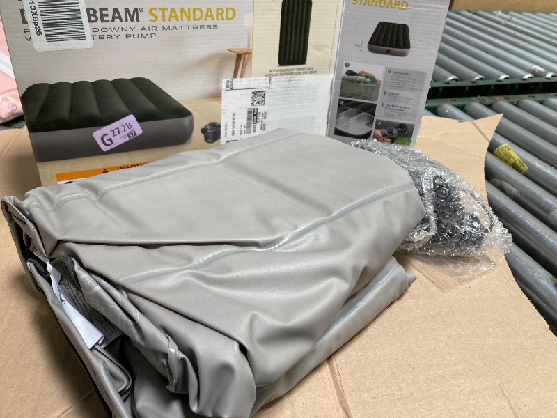 Photo 1 of Intex 64777E Dura-Beam Standard Prestige Air Mattress: Fiber-Tech - Twin Size - Hand-Held Battery Pump - 10in Bed Height - 300lb Weight Capacity