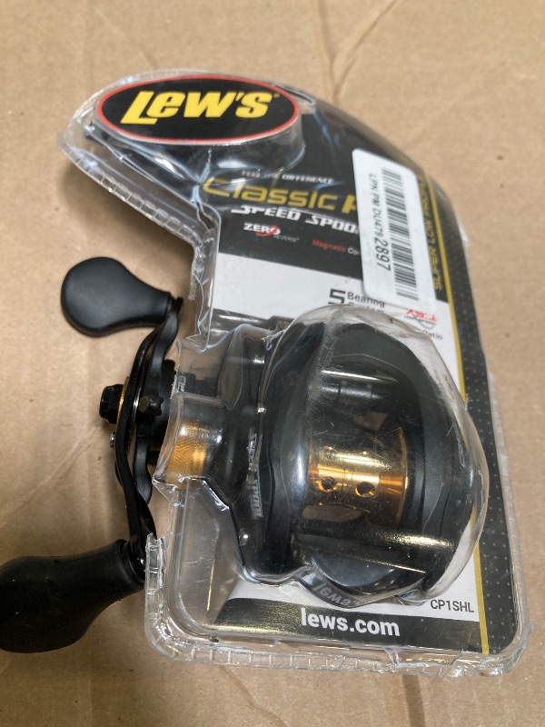 Photo 1 of Lew's Classic Pro Speed Spool SLP 7.5:1 Left Hand Baitcast Reel Clam Pack,Black,Gold