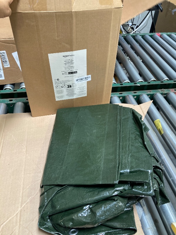 Photo 1 of Amazon Basics Waterproof Camping Tarp, 10 Feet x 12 Feet, Dark Green