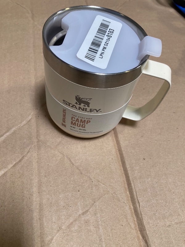 Photo 1 of Stanley Stay-Hot Camp Mug 12 oz | Press Fit Drink Through Lid | Cup for Coffee, Tea and Drinks | Insulated Stainless Steel Coffee Mug | BPA-Free | Cream Gloss