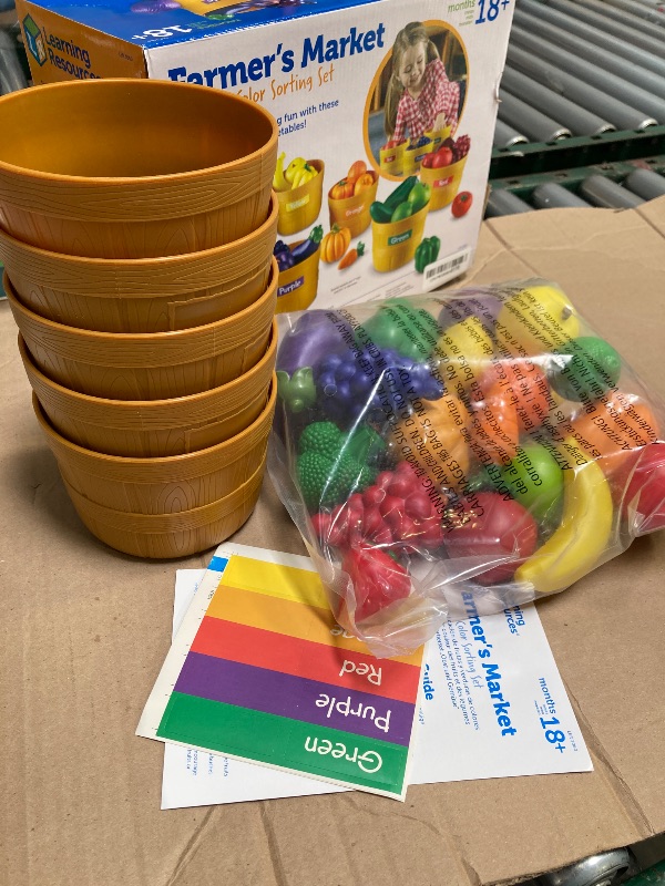 Photo 1 of Learning Resources Farmer's Market Color Sorting Set - Play Food for Kids, Toddler Learning Toys, Grocery and Kitchen Play Toys