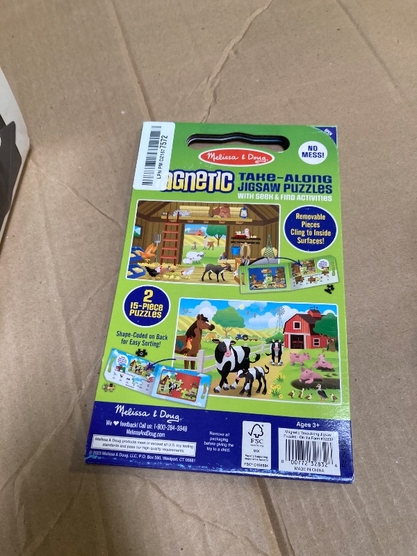 Photo 1 of Melissa & Doug Take-Along Magnetic Jigsaw Puzzles Travel Toy On the Farm (2 15-Piece Puzzles) - FSC Certified