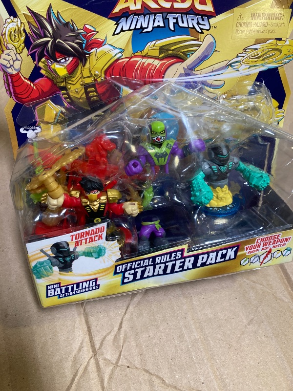Photo 1 of Legends of Akedo Ninja Fury Official Rules Starter Pack - 3 Warriors: Ultra RareThree Strikes Chux, Classic Venom Fang Ninja & Legendary Psyclone Shutdown & 1 Controller & Weapon Rack with 4 Weapons