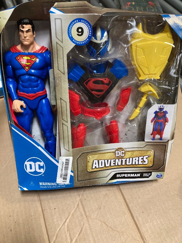 Photo 1 of DC Comics, Superman Man of Steel Action Figure, DC Adventures, 12-inch, 9 Accessories, Collectible Superhero Kids Toys for Boys and Girls, Ages 4+