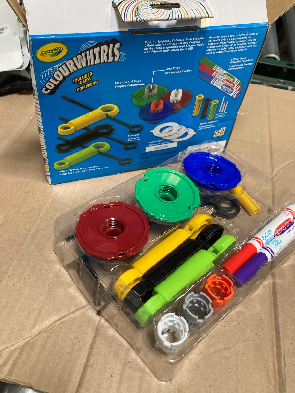 Photo 1 of Crayola Colourwhirls (3ct), Gyro Spin Art Toy, Battling Spinning Top for Kids, Recess Toys, First Grade Classroom Arts & Crafts for Kids, Back to School Gift