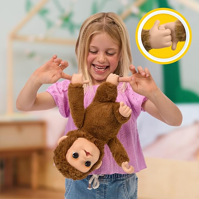 Photo 1 of Little Live Pets My Baby Monkey Mango - Interactive Plush Toy, 50+ Sounds & Reactions, Moving Mouth, Bottle Feeding, Thumb Sucking, Grippy Hands & Feet, Soft Cuddly Stuffed Animal – Gift for Kids 4+