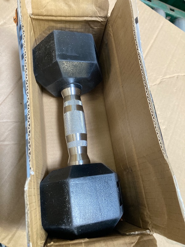 Photo 1 of Amazon Basics Rubber Hex Dumbbell Hand Weight, 15 Pounds, Single