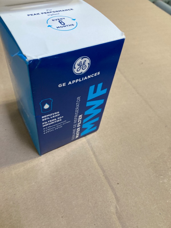 Photo 1 of GE MWF Refrigerator Water Filter, Genuine Replacement Filter, Certified to Reduce Lead, Sulfur, and 50+ Other Impurities, Replace Every 6 Months for Best Results, Pack of 1