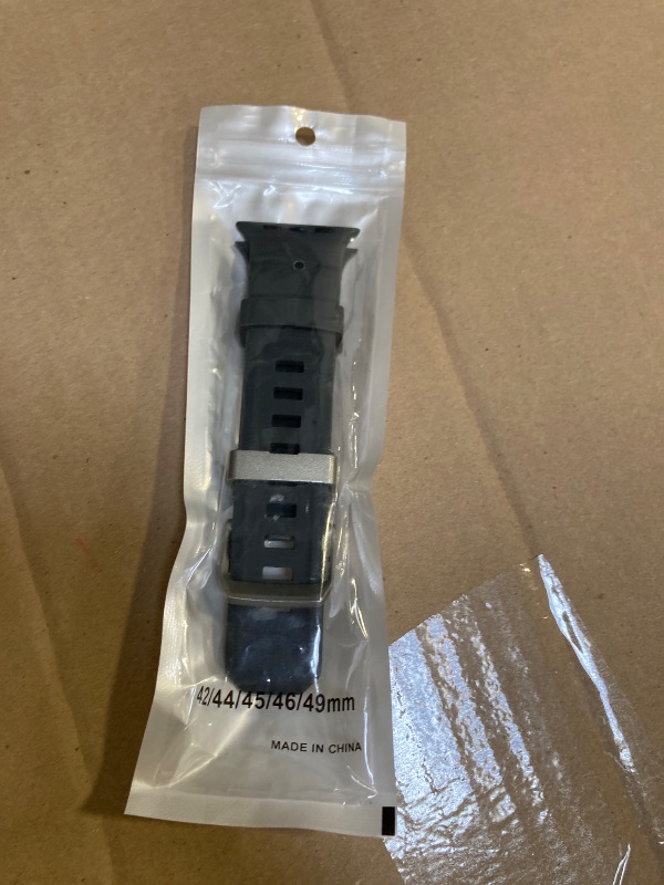 Photo 1 of raycarrey for Apple Watch Sport Band Ultra 2 Ultra 49mm 46mm 45mm 44mm, Adventurous Rugged Silicone Rubber Strap with Metal Watch Clasp,for iWatch Series 10 9 8 7 6 5 4 3 2 1 SE 2 SE Men and Women (L-Black, 42mm/44mm/45mm/46mm/49mm)
