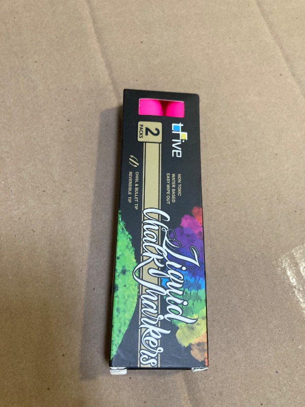 Photo 1 of Pink Chalk Markers - Dry & Wet Erase Marker Pens for Chalkboards, Signs, Windows, Blackboard, Glass, Mirrors, Liquid chalkboard markers with Reversible Tip (2Pack) TF900