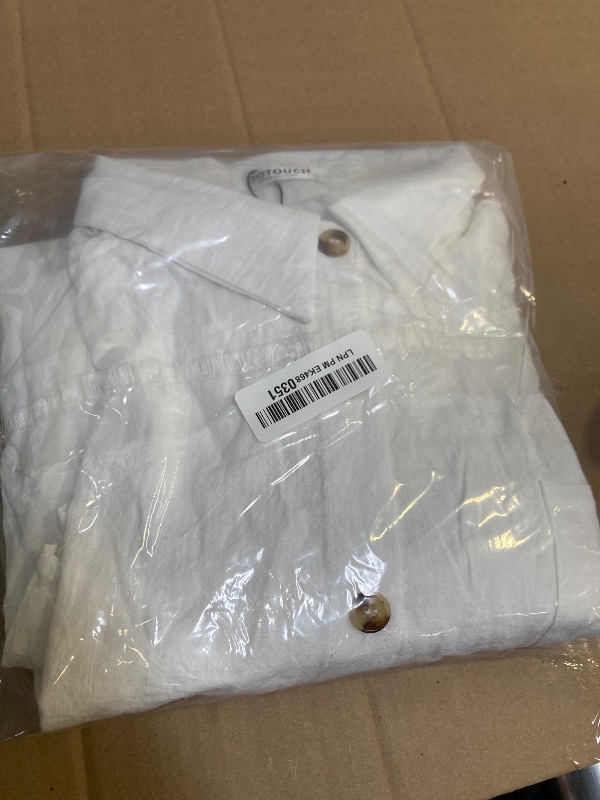 Photo 1 of Size XL--HOTOUCH Gauze Shirts for Women Button Down Long Sleeve Plus Size Tops Dressy Casual Loose Linen Cotton Blouse White XL