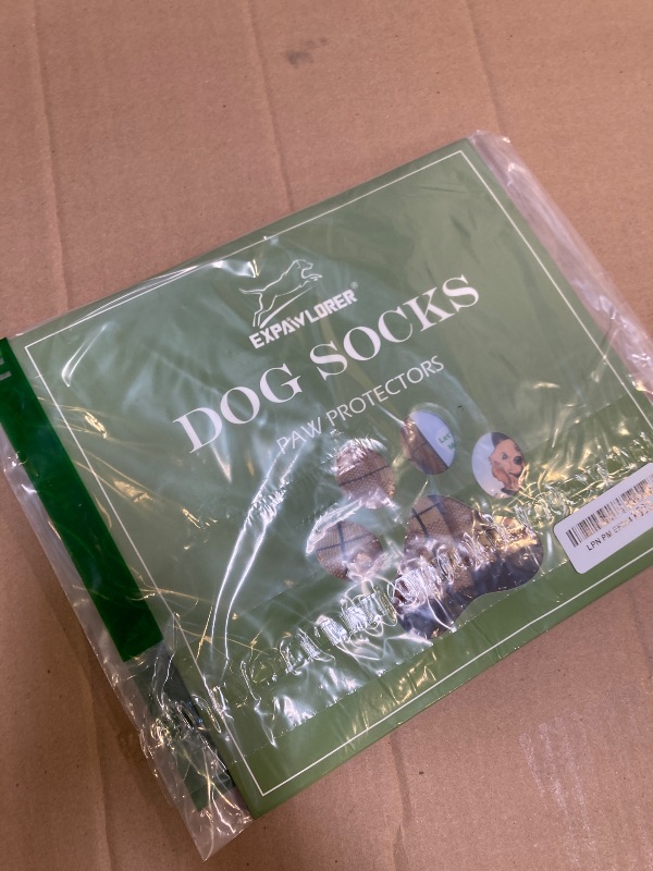 Photo 1 of EXPAWLORER Dog Socks to Prevent Licking Paws, 4 Pcs Double Sided Anti Slip Dog Socks with Grippers, Dog Shoes Grips for Hardwood Floors, Dog Booties for Small Medium Large Senior Dogs, Khaki M