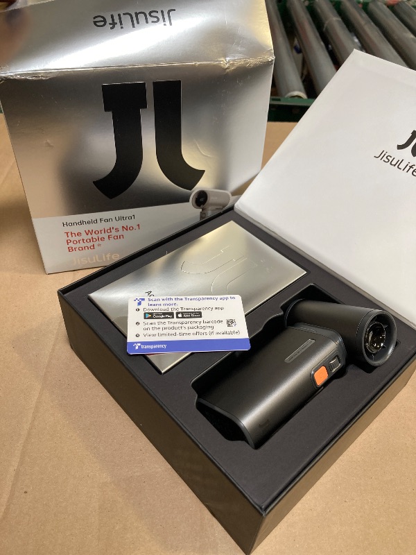 Photo 1 of JISULIFE Portable Handheld Turbo Fan, 100 Speeds Adjustable Mini Personal Fan, 9000mAh USB Rechargeable Battery Operated, LED Display, Metal Shell with Accessories Gifts for Men Women Travel- Grey