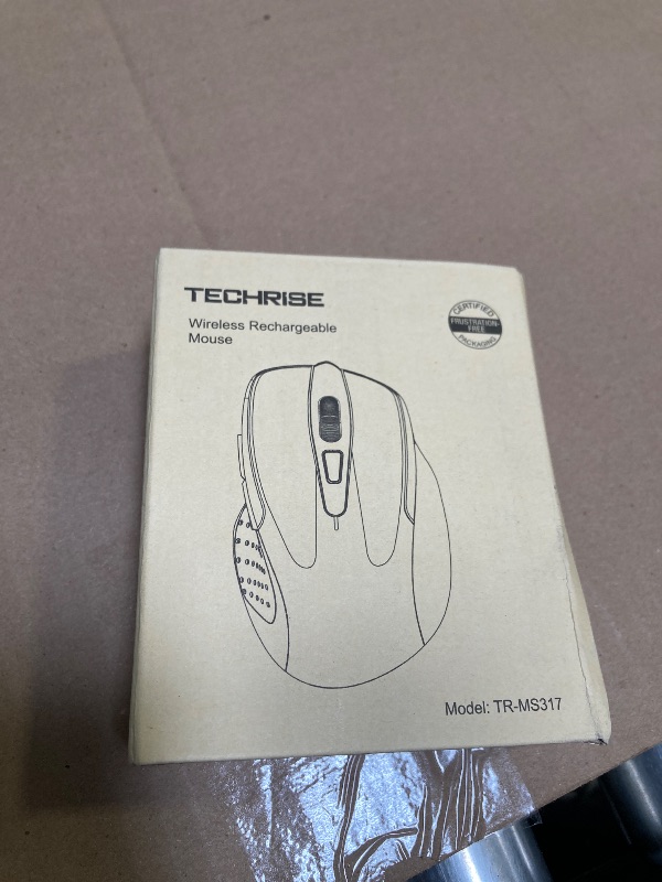 Photo 1 of TechRise Bluetooth Mouse (BT5.0/3.0 & 2.4G) Rechargeable Wireless Mouse, 4800 DPI Optical Tracking, 6 Adjustable DPI, 2.4GHz with USB A Receiver, Quiet Clicks, Ergonomic Grips, 6 Buttons - Grey