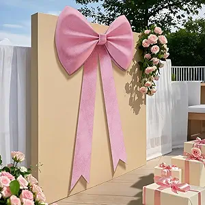 Photo 1 of imprsv Coquette Pink Bow Birthday Decorations 25x61 Inch Big Wall Decor Backdrop Large Bridal Baby Shower Bachelorette Party Engagement Bow Themed Party Decorations for Girls Coquette Room Decor
