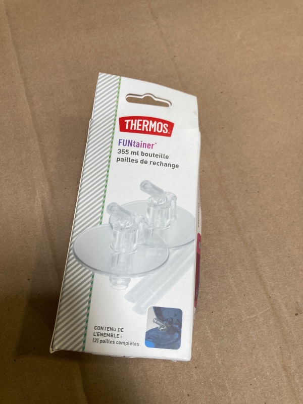 Photo 1 of Thermos Replacement Straws for 12 Ounce Funtainer Bottle, Clear, 2 Count