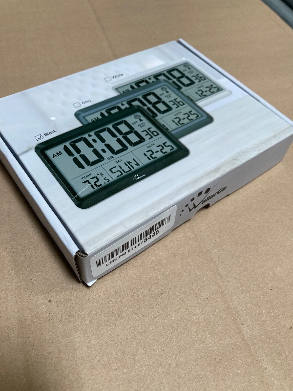 Photo 1 of WallarGe Atomic Digital Wall Clock Battery Operated, Self-Setting, Large Display with Temperature, Date, Day of The Week, Silent Wall Mount Digital Clock, 4 Time Zones, DST