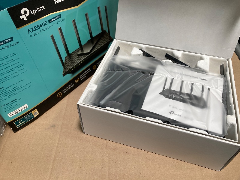 Photo 1 of TP-Link AXE5400 Tri-Band WiFi 6E Router (Archer AXE75)- Gigabit Wireless Internet Router, ax Router for Gaming, VPN Router, OneMesh, WPA3, Black