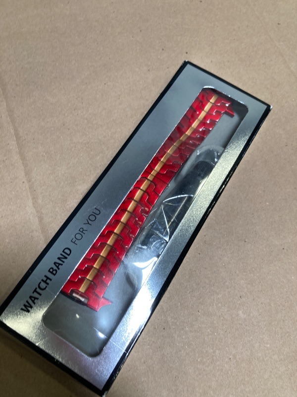 Photo 1 of Titanium Band Compatible with Compatible with Apple Watch Ultra 2/1 49mm 46mm 45mm 44mm 42mm iWatch Ultra Series 10/9/8/7/SE/6/5/4/3, Solid Men Replacement Robust Metal Link Wristband  (Red&Orange)
