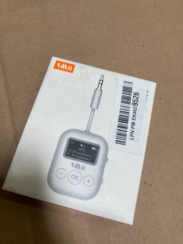 Photo 1 of 1Mii Bluetooth Transmitter for Airplane, Bluetooth 5.3 Adapter for TV,Airplane Travel Essentials, Aptx Low Latency Wireless Audio Aux for Headphones, Any 3.5mm Jack,Linking 2 Devices (White)