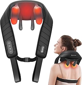 Photo 1 of COMFIER Cordless Neck Massager with Heat, 4D Kneading Neck and Shoulder Massager Deep Tissue, Shiatsu Neck Back Massager Pillow, 2 Heating Levels,Gifts for Mom Dad