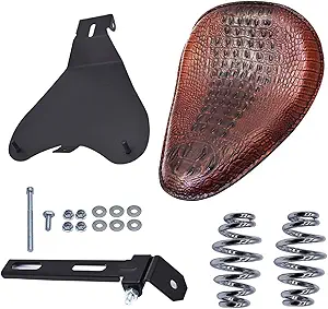 Photo 1 of Motorcycle Crocodile Style Leather Cushion Solo Seat with Cushion Spring Base Plate Bracket