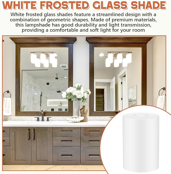 Photo 1 of 6 Pcs White Frosted Glass Shade Replacements for Pendant Light Fixtures Glass Lamp Shade Cover