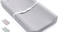 Photo 1 of Blissful Diary Vegan Leather Baby Changing Pad with Waterproof & Wipe-Clean PU Cover, Standard Size Cozy Diaper Changing Pad for Dresser and Table, Light Gray