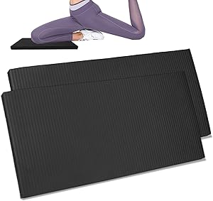 Photo 1 of Yoga Knee Pad Cushion Yoga Mat Thick Kneeling Pads Support for Knees, Wrists Elbows, Non-Slip - Earth-Friendly Knee Pads for Yoga, Pilates, Floor Workouts - Knee Cushion, Black Yoga Mat, 24x12.2 Inch