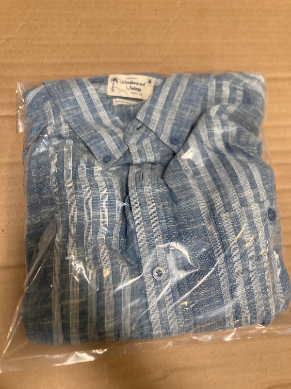 Photo 1 of Size XL--Weatherproof Vintage Men's Short Sleeve Linen Cotton Blend Woven Button Down Shirt