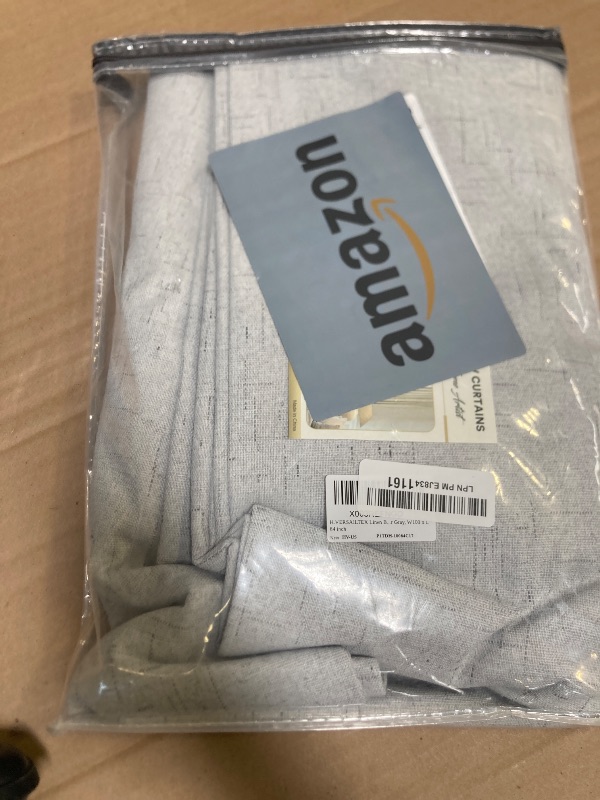 Photo 1 of H.VERSAILTEX Linen Blackout Curtains Durable Thick Textured Linen Look 100% Blackout Patio Door Curtain Anti Rust Grommet Extra Wide Sliding Door Curtain Panel, Glacier Gray, W100 x L84 inch