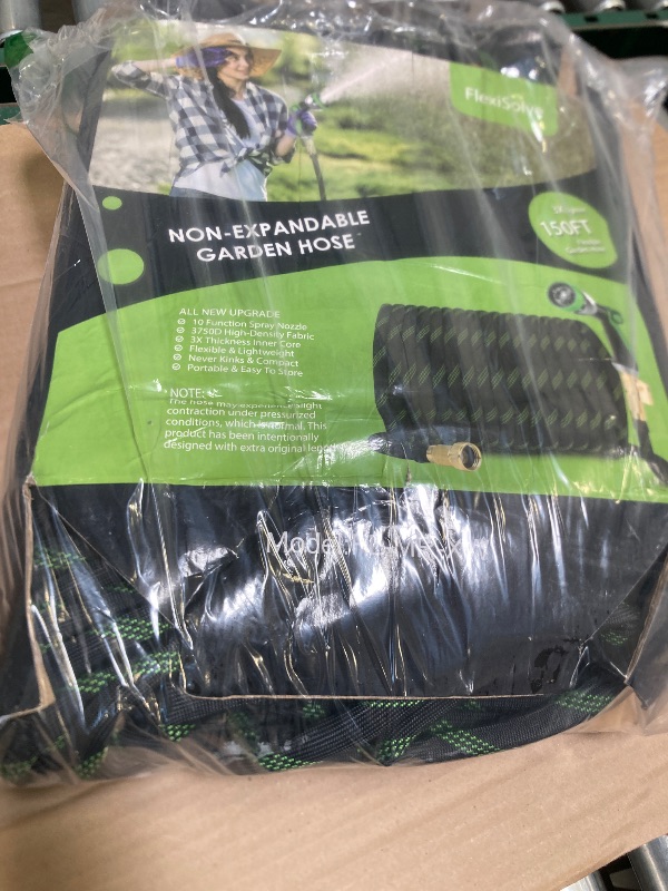 Photo 1 of FlexiSolve Garden Hose 150 ft, NON-EXPANDABLE Ultra Lightweight & Flexible Water Hose With 10-Pattern Spray Nozzle, Kink-Resistant, Leak-Proof, 3750D High-Density Fabric & Shut-Off Valve, Hose Straps