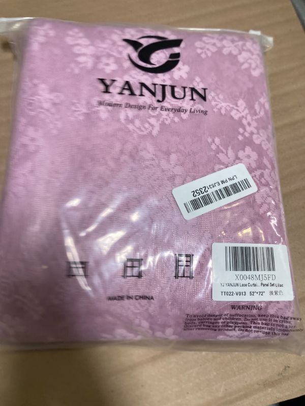 Photo 1 of Sheer Purple Curtains Lace Pretty Girls Curtains for Sliding Glass Door Elegant Floral Vine Print Light Filtering Drapes 108 inches Long 2 Panels Lavender Purple Nursery Room Decor 52W x 108L