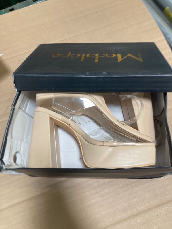 Photo 1 of SIZE 7--Modatope Womens Platform Sandals Open Toe Clear Platform Pumps for Women Chunky Heel Sandals Ankle Strap Wedding Party Sandals Shoes Size 7