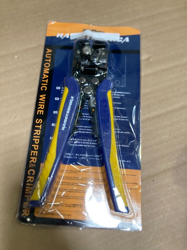 Photo 1 of haisstronica Self-Adjusting Wire Stripper, 3 in 1 Stripper/Cutter/Crimping Heavy Duty Automatic Electrical Wire Strippers for 10-24 AWG