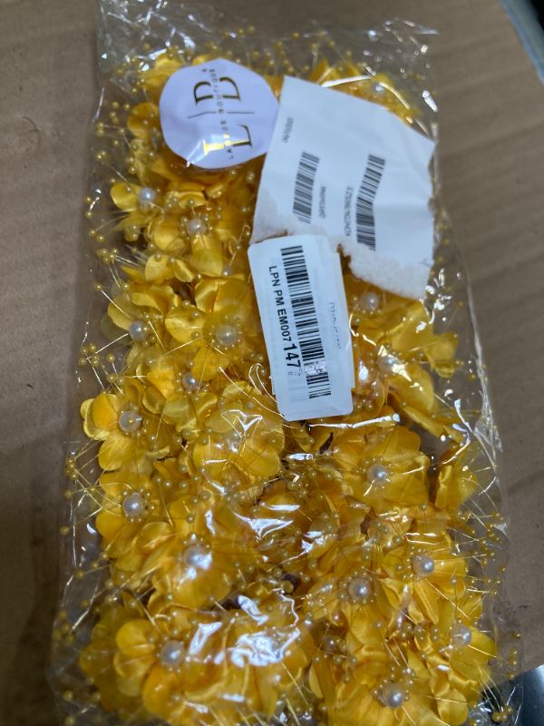 Photo 1 of 72PC Artificial Silk Pearl Spray Craft Flower for Home Craft Decor DIY Wedding Bridal Veil Headband Dress Cake Topper Embellishment Scrapbook Favor Corsage Floral Bouquet Arrangement (Gold Yellow)