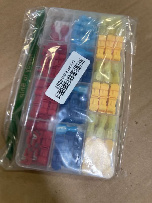 Photo 1 of Haozher 108 Pcs T-Tap Wire Connectors Kit, Quick Splice Self-Stripping Electrical Wire Terminals, Nylon Fully Insulated Male Quick Disconnects for Automotive Wiring (22-10 AWG)